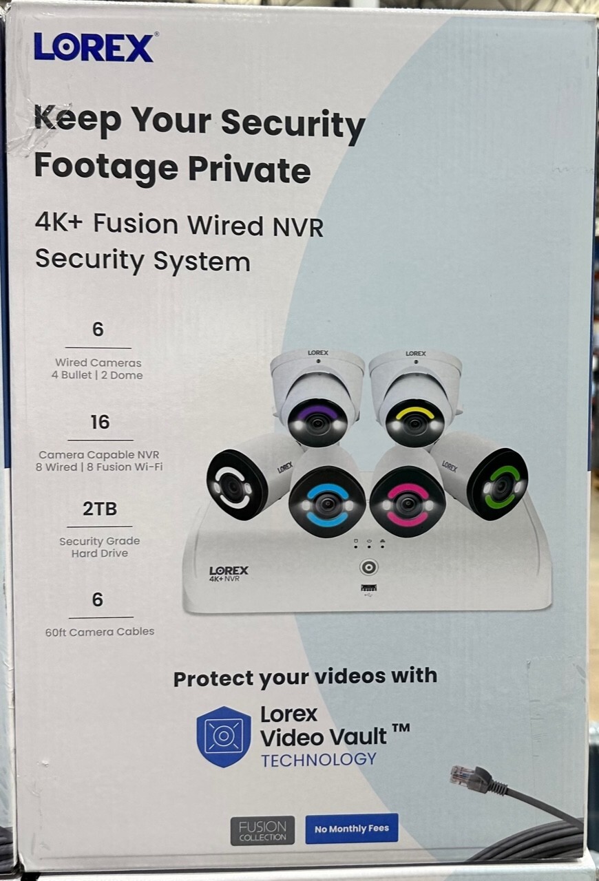 Lorex 4K+ UHD 12MP Wired Security Camera System 6 Cameras 16 Channel 2TB NVR