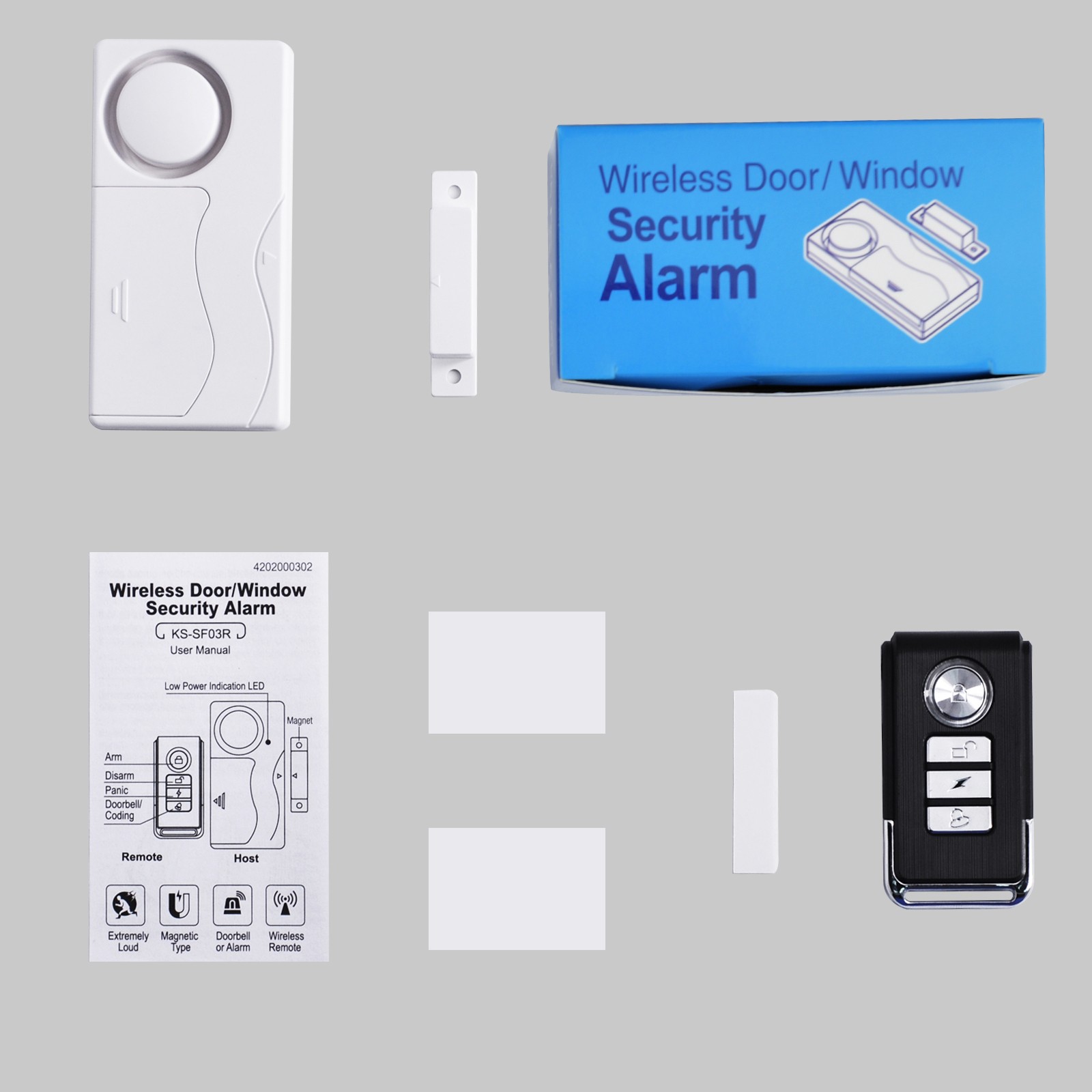 Wireless Magnetic Sensor Door Window Burglar Alarm with Remote Control Home Shop