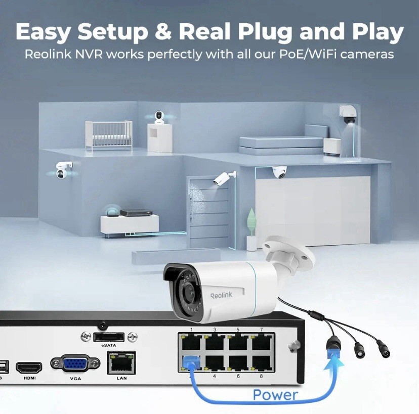 Reolink PoE Security Camera System 4K RLC-810A 8CH NVR Kit 2TB 6 Cameras