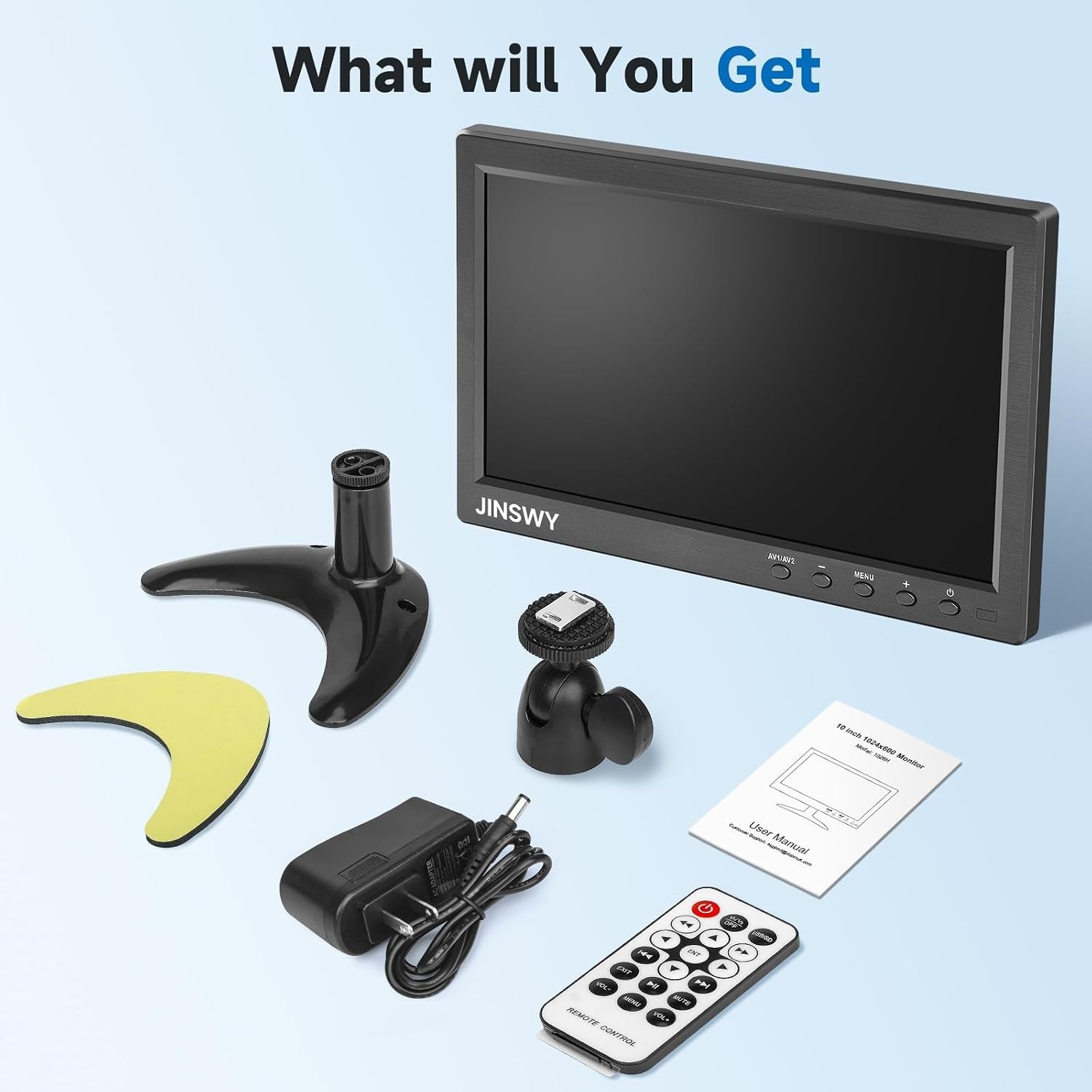 10.1-Inch Mini Monitor: 1024×600 Display, Ideal for Home Surveillance & More