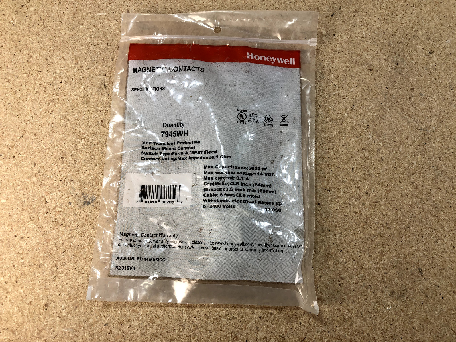 7945WH – Honeywell Home Hardwired Surface-Mount XTP Door/Window Alarm Contact