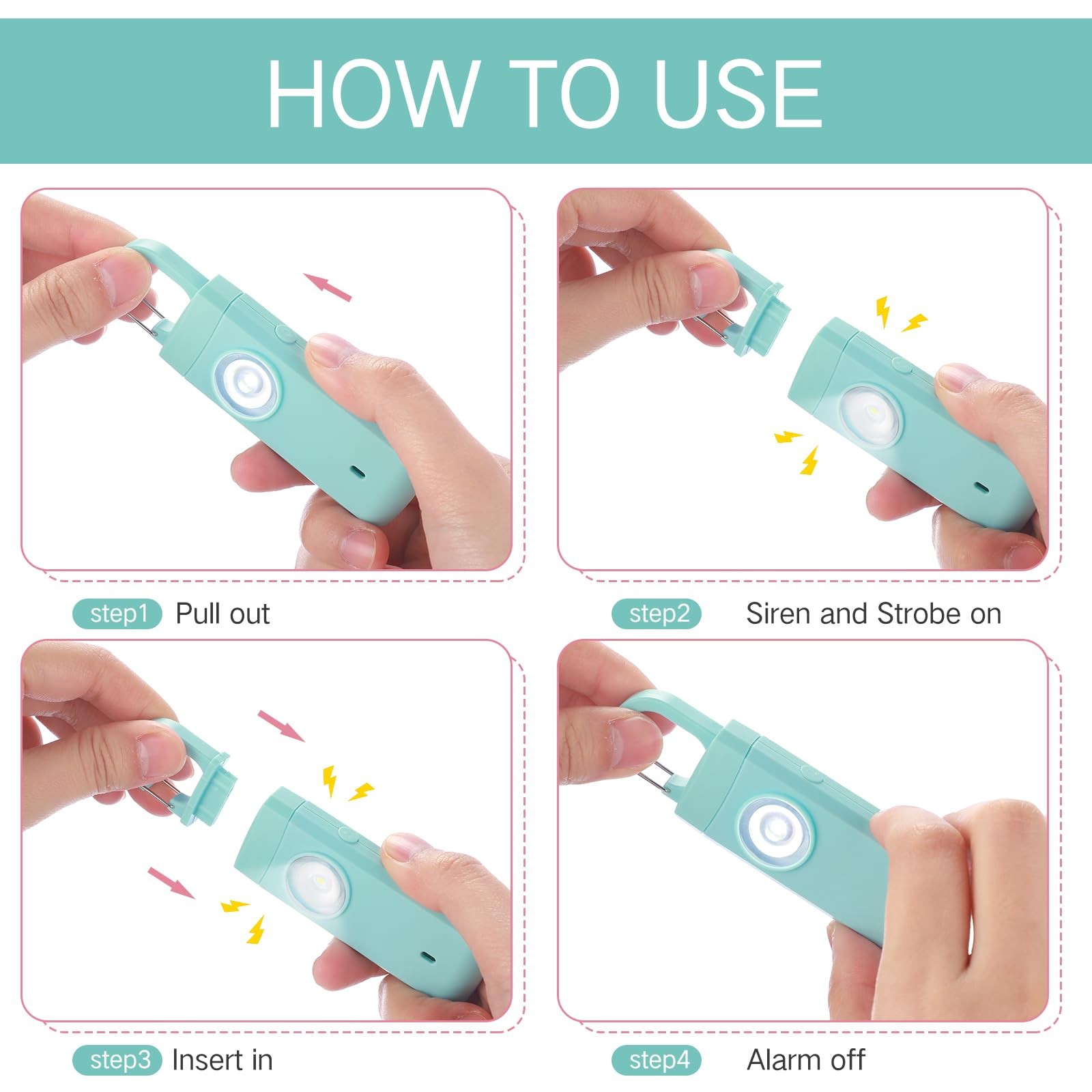 6 Pcs Rechargeable Personal Safety Alarm for Women, 130db Personal Alarm Prot…