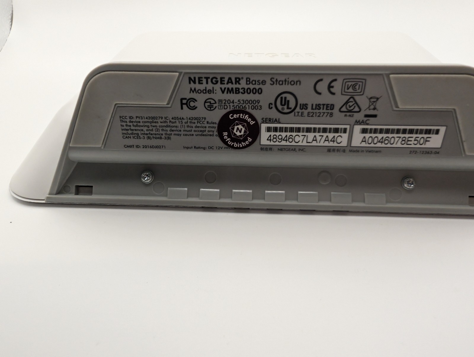 Netgear Security Base Station Wireless WiFi Router VMB3000 Power Adapter and LAN