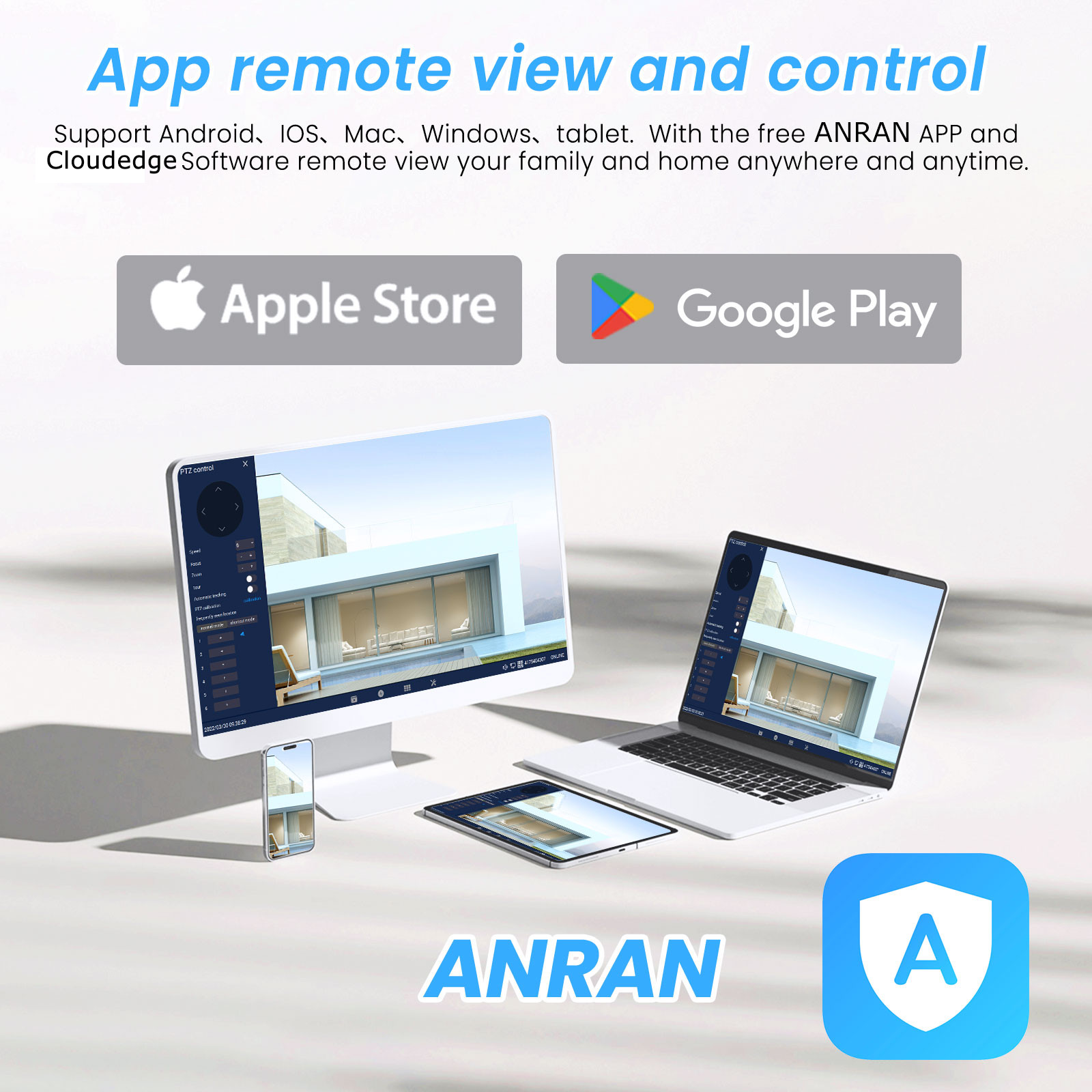 ANRAN Solar Battery Wifi Outdoor Pan/Tilt Home Security Cameras System Wireless