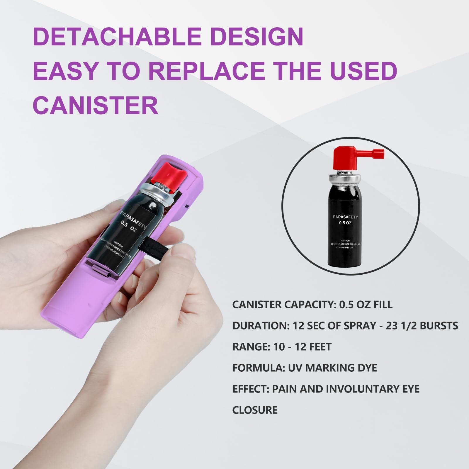 3-in-1 Personal Alarm with Pepper Spray, 130dB Siren, Red Strobe Lights, Repl…