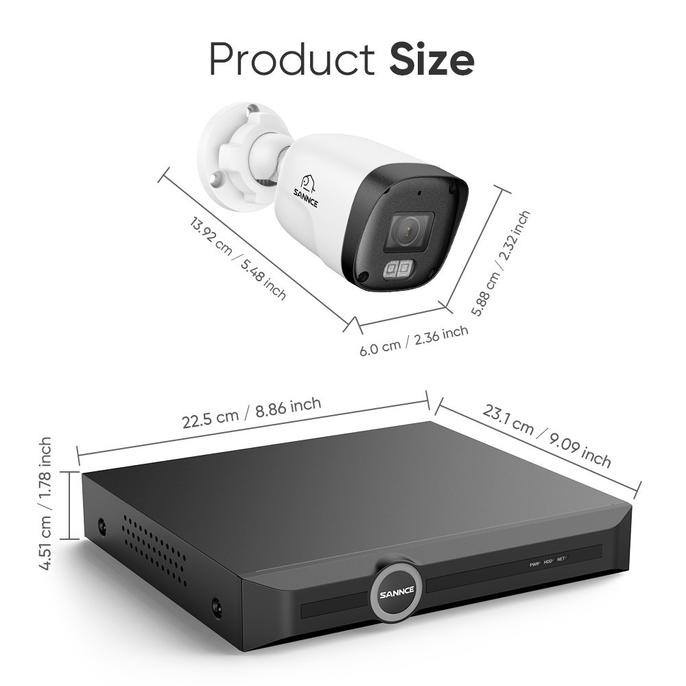 SANNCE 8CH 6MP NVR 3MP POE Security Camera System Audio Recording Outdoor IP67