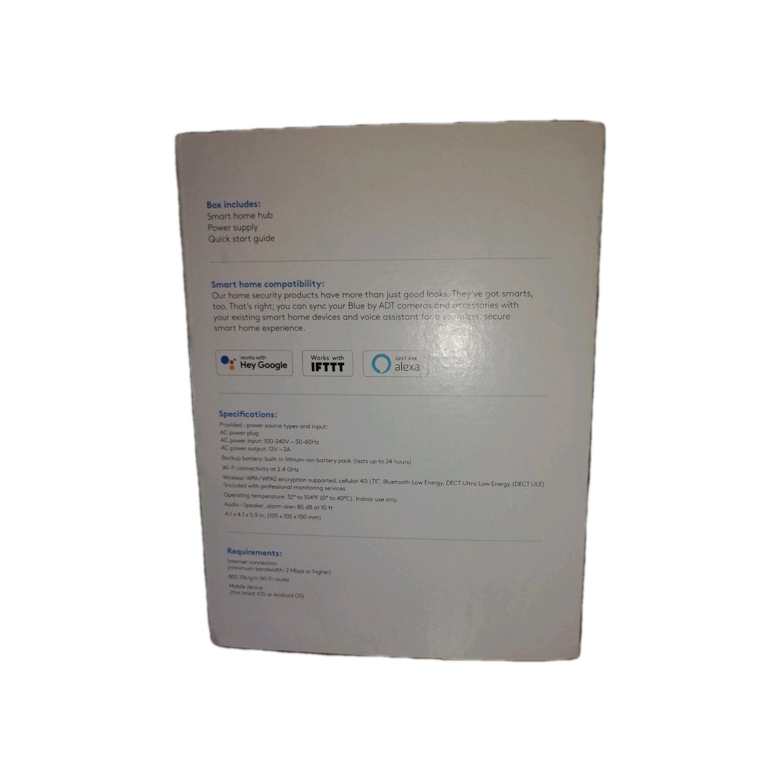 Blue By ADT Smart Home Hub S40LR0-01 Pearl Gray