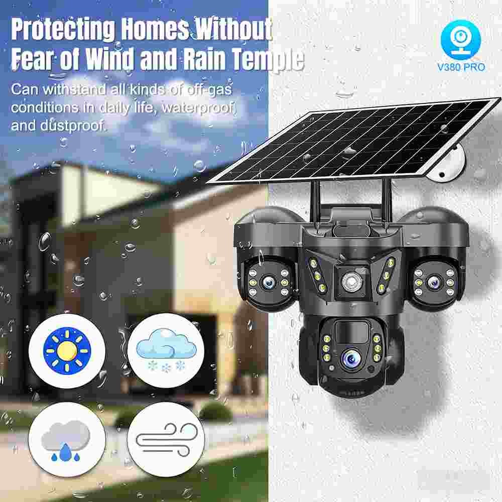 3 Lens 9MP WiFi IP Camera Wireless 1080P Outdoor CCTV PTZ Home Security IR Cam
