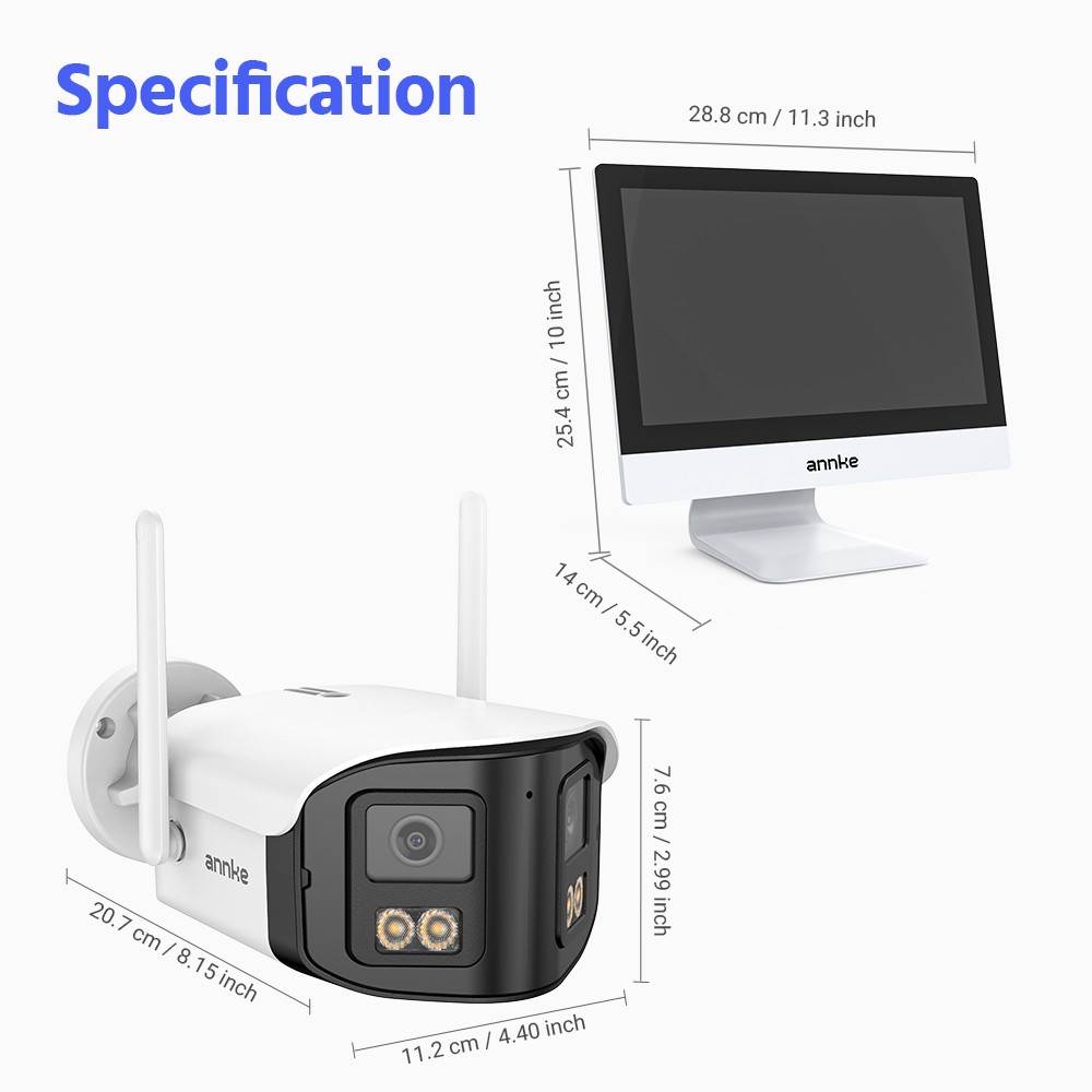 ANNKE 10CH 12” Monitor Wireless 4MP Dual Lens Security Camera System 2 Way Talk