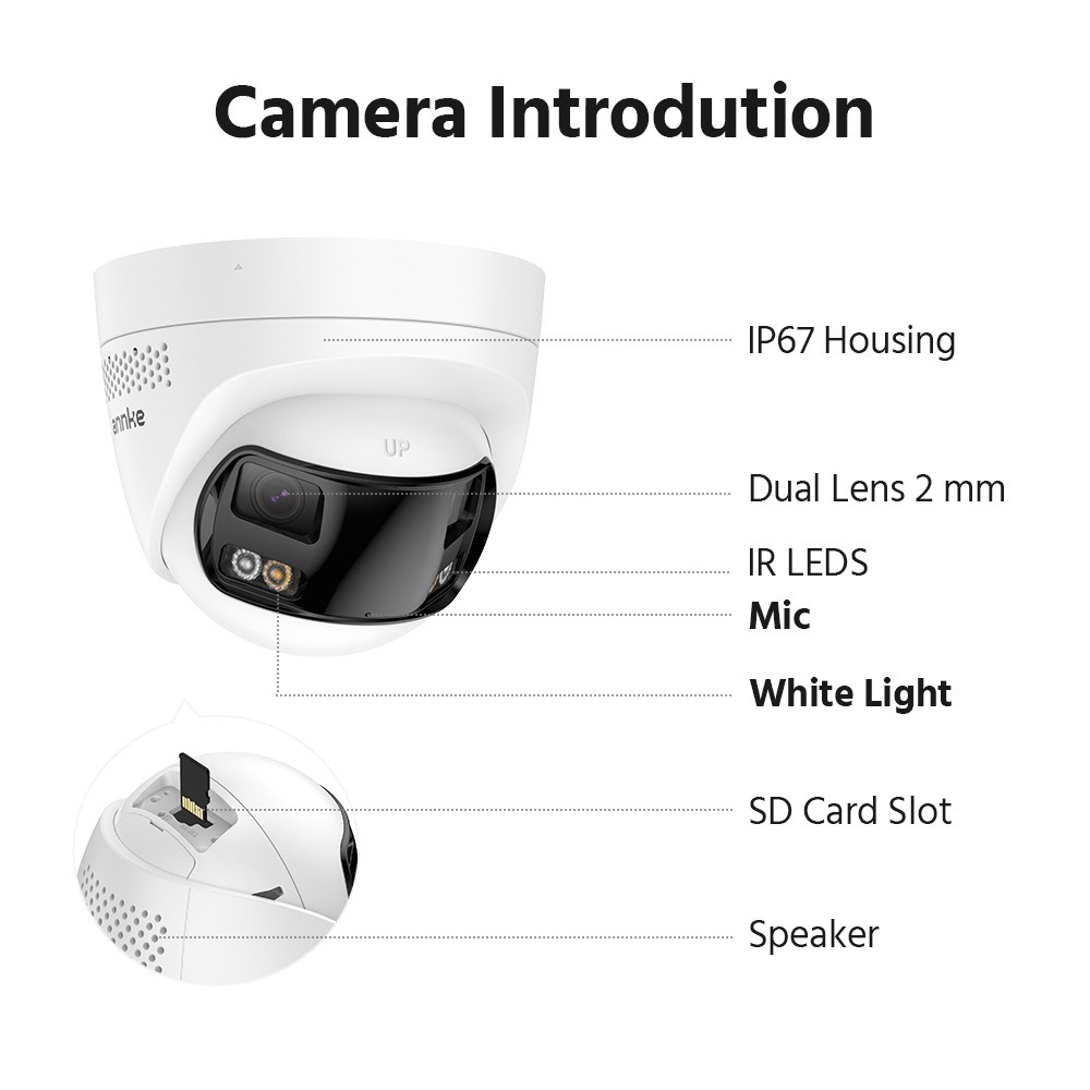 ANNKE 8CH 12MP NVR 4K POE 180° View Color Security Camera System Two Way Audio