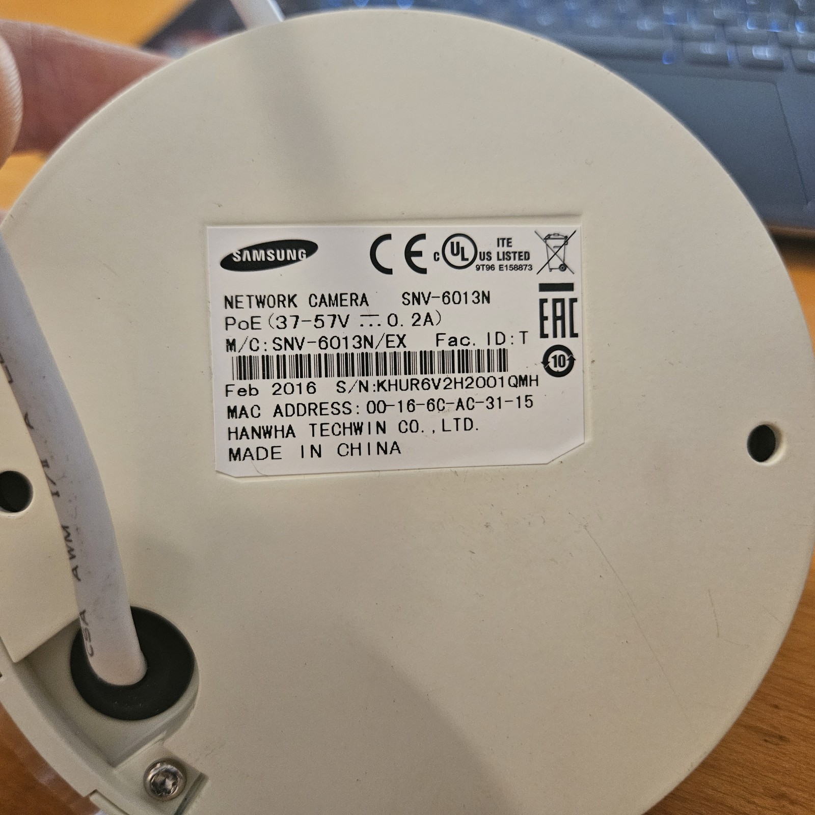 Samsung SNV-6013N Camera 2M 2.8MM WiseNet