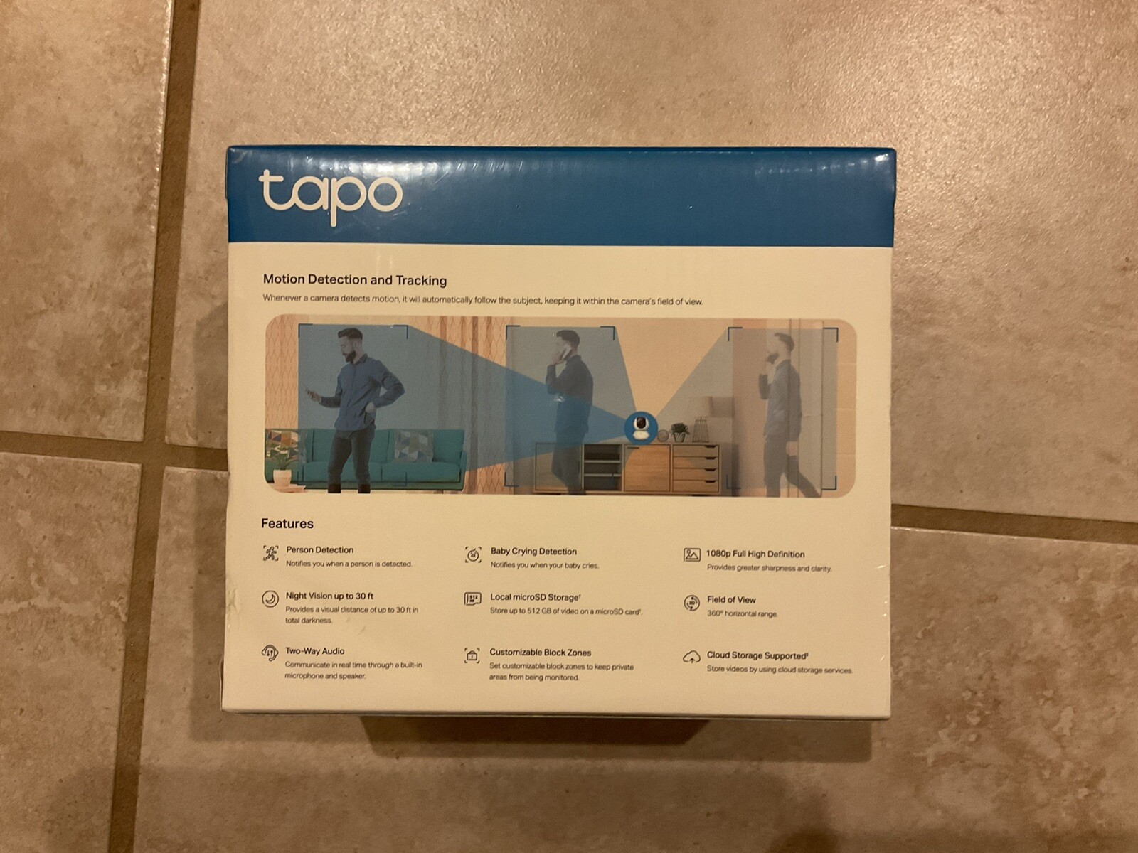 TP-Link Tapo Pan/Tilt Security Camera for Baby Monitor C200 Pet White New