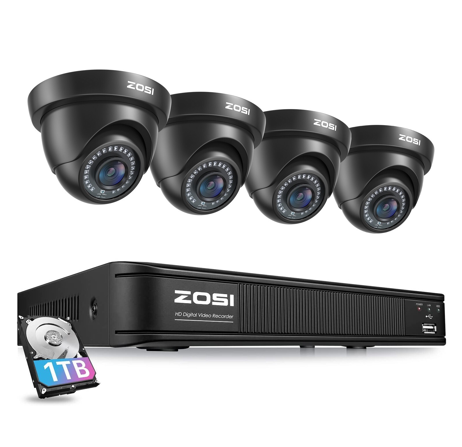 ZOSI 1080P Full HD CCTV 8pcs Security Cameras De Seguridad System H.265+DVR 1TB