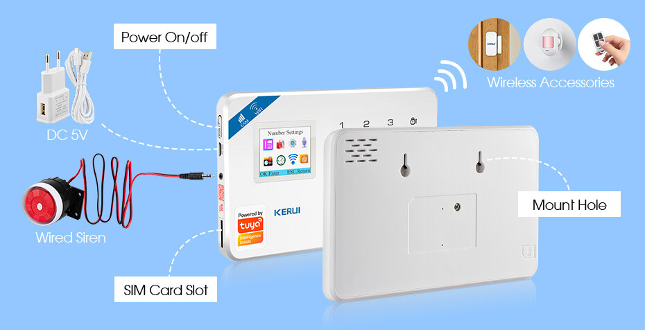 KERUI Wireless Wi-Fi Tuya GSM Smart Home Alarm System Security Motion Detector