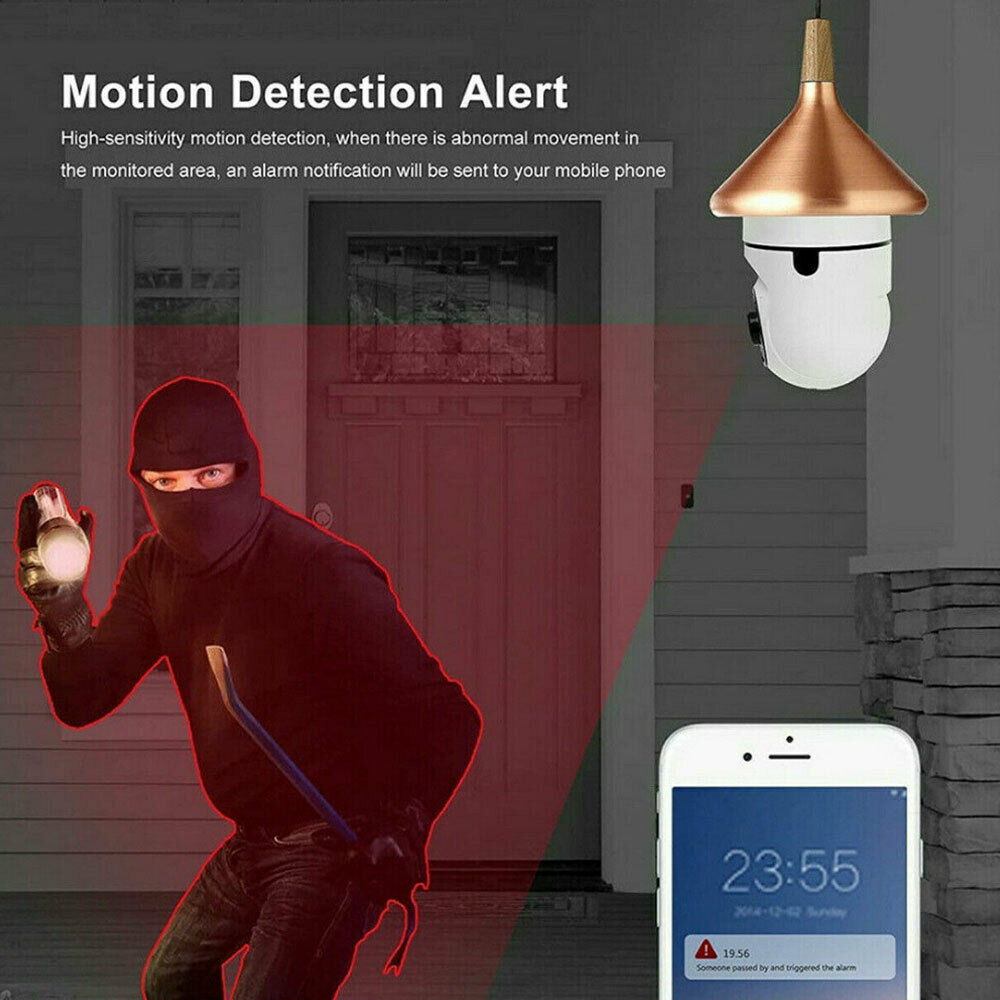 360° Panoramic WiFi IR IP E27 Light Bulb Camera 1080P HD Night Smart Home