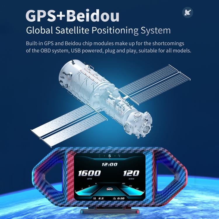 P26 Car HUD Head-Up Display Multi-function LCD OBD Smart Gauge Slope Meter Accel