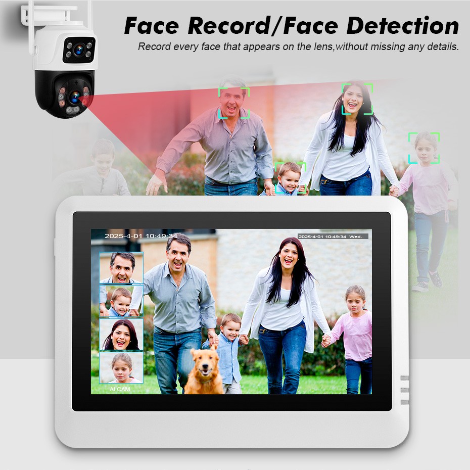 KERUI 6MP 8CH NVR Outdoor Wireless Security CCTV PTZ Camera System 7” Monitor