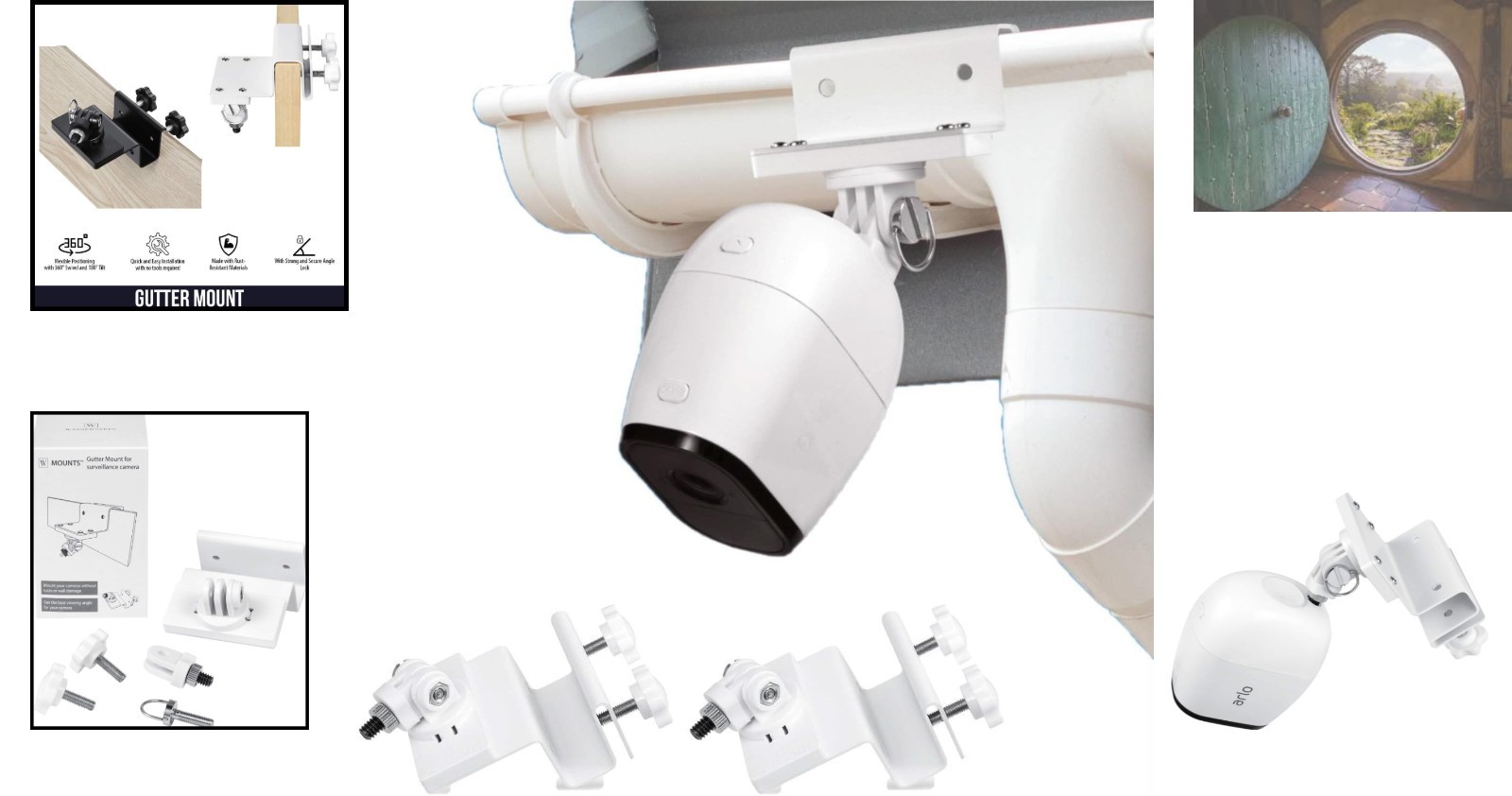 Weather-Resistant Gutter Mounts for Arlo Cameras – 360° Adjustable Pair
