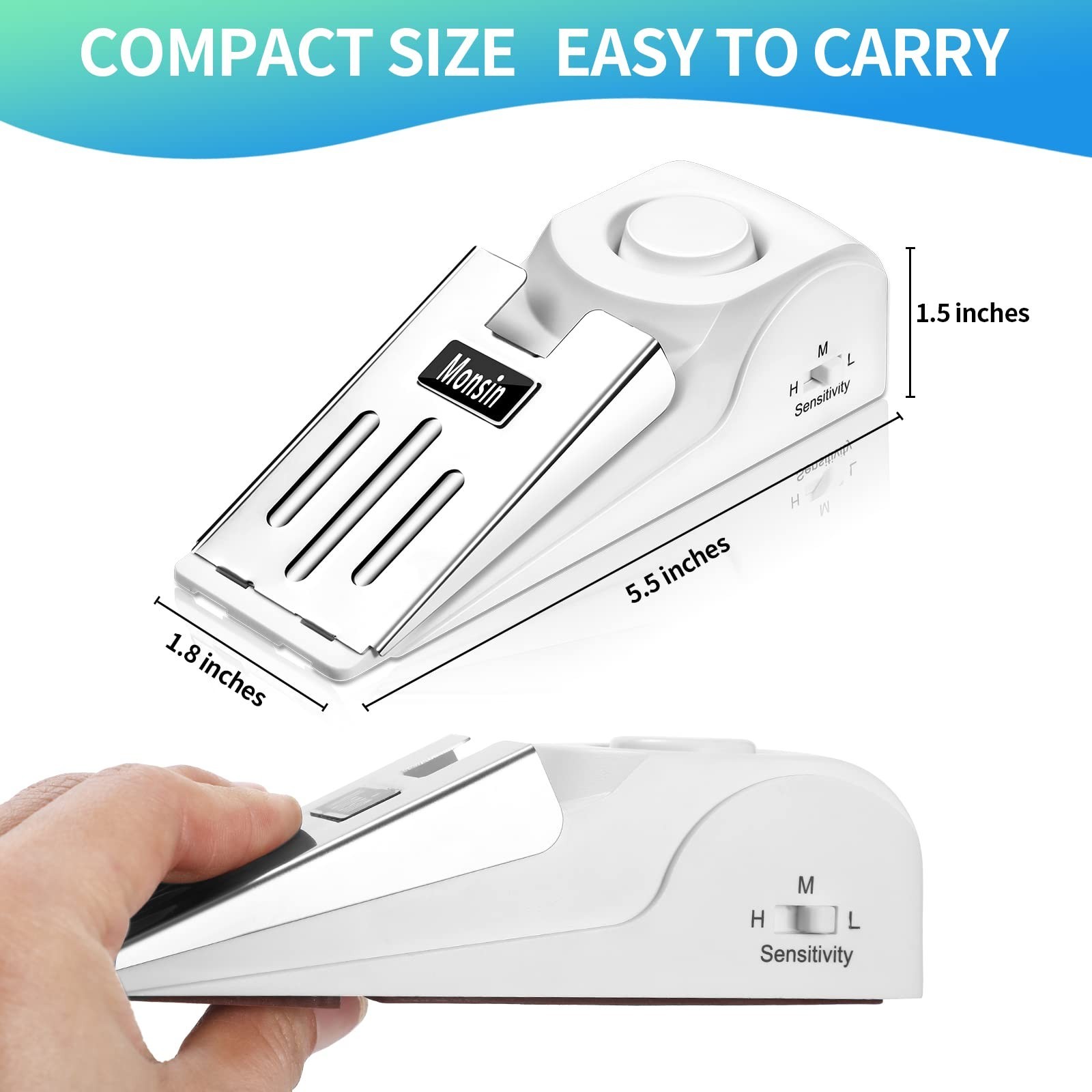 120DB Door Stop Alarm – Security Door Stopper Wedge for Home & Travel (4 Pack)