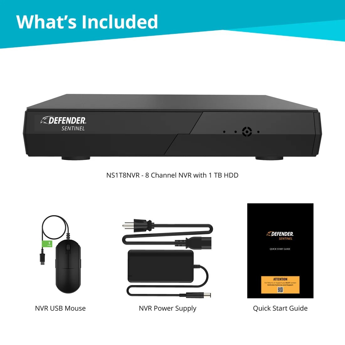 Defender Sentinel NS1T8NVR NVR 1TB 4KUltra HD 8Channel Security NVR/DVR Open Box