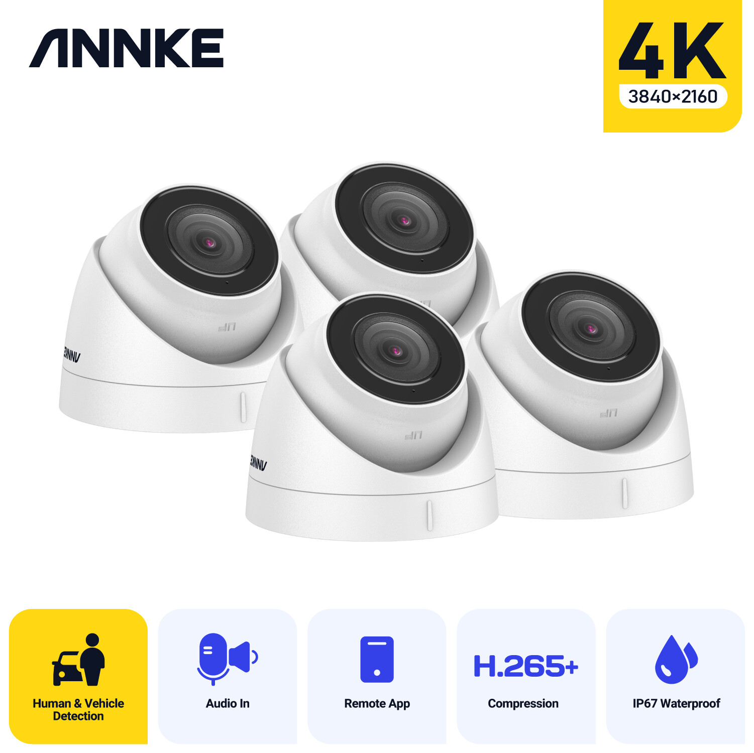 ANNKE 4K POE Security Camera Audio Recording C800 Outdoor Human Detection H.265+
