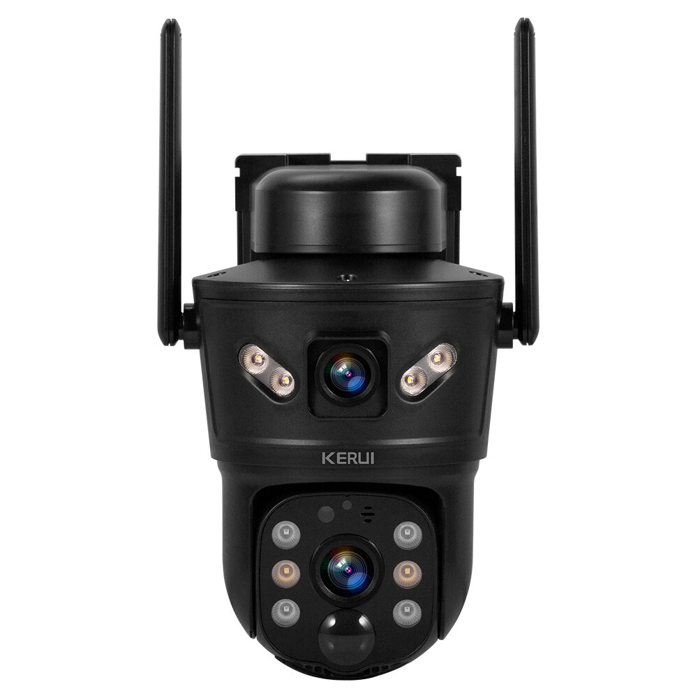 6MP Solar Dual Lens Wireless Security Camera Outdoor WiFi Cam With 128GB SD Card