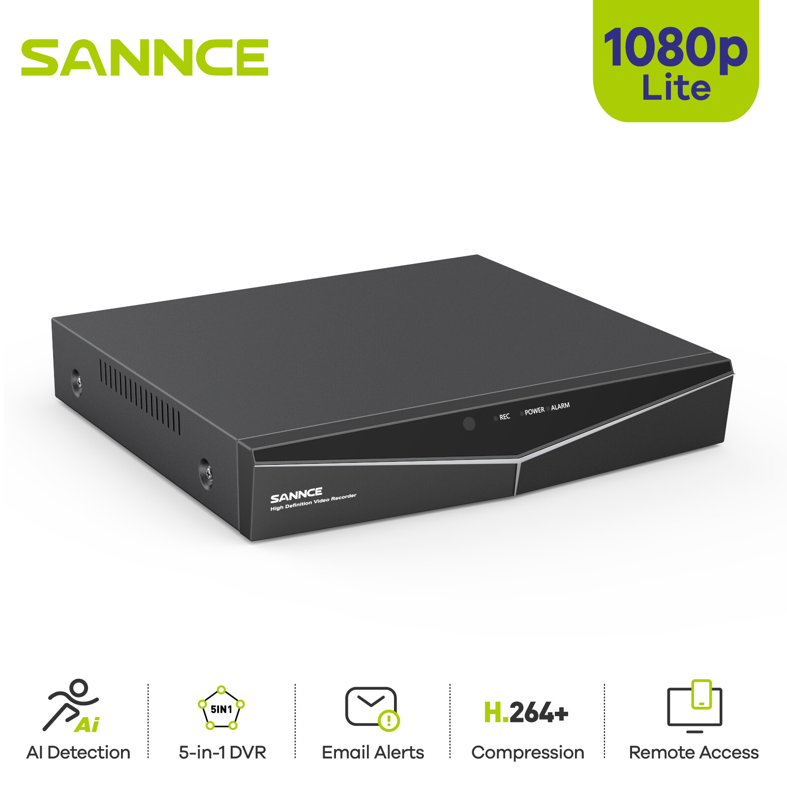 SANNCE 8CH 5IN1 1080P Video Recorder DVR for Home Security Camera 24/7 Recording