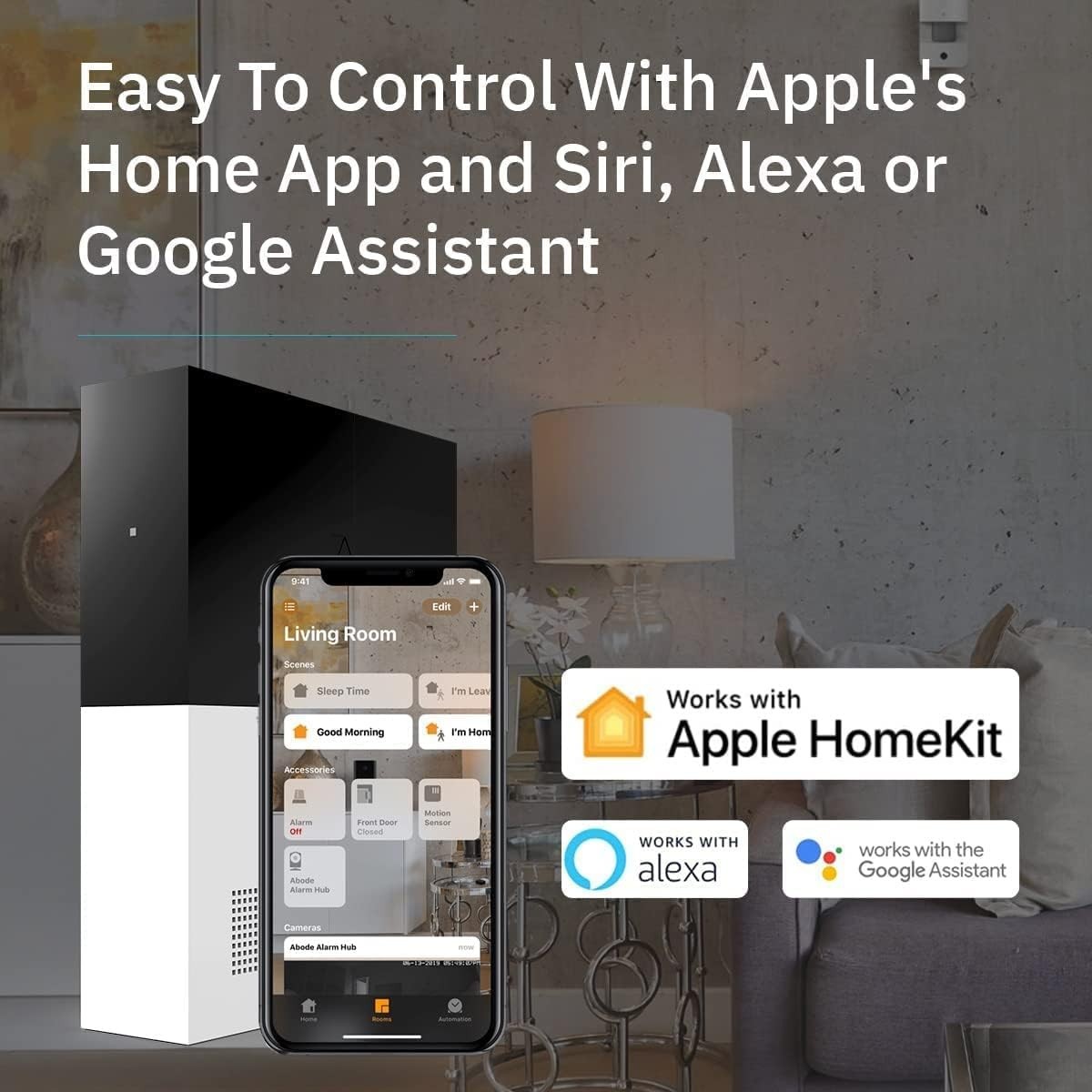 Abode 104010/E Security System Hub Professional Monitoring Works HomeKit, Alexa