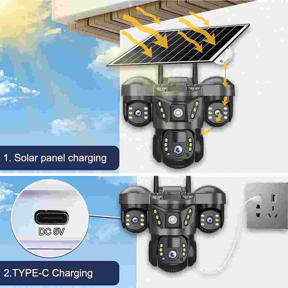 3 Lens 9MP WiFi IP Camera Wireless 1080P Outdoor CCTV PTZ Home Security IR Cam