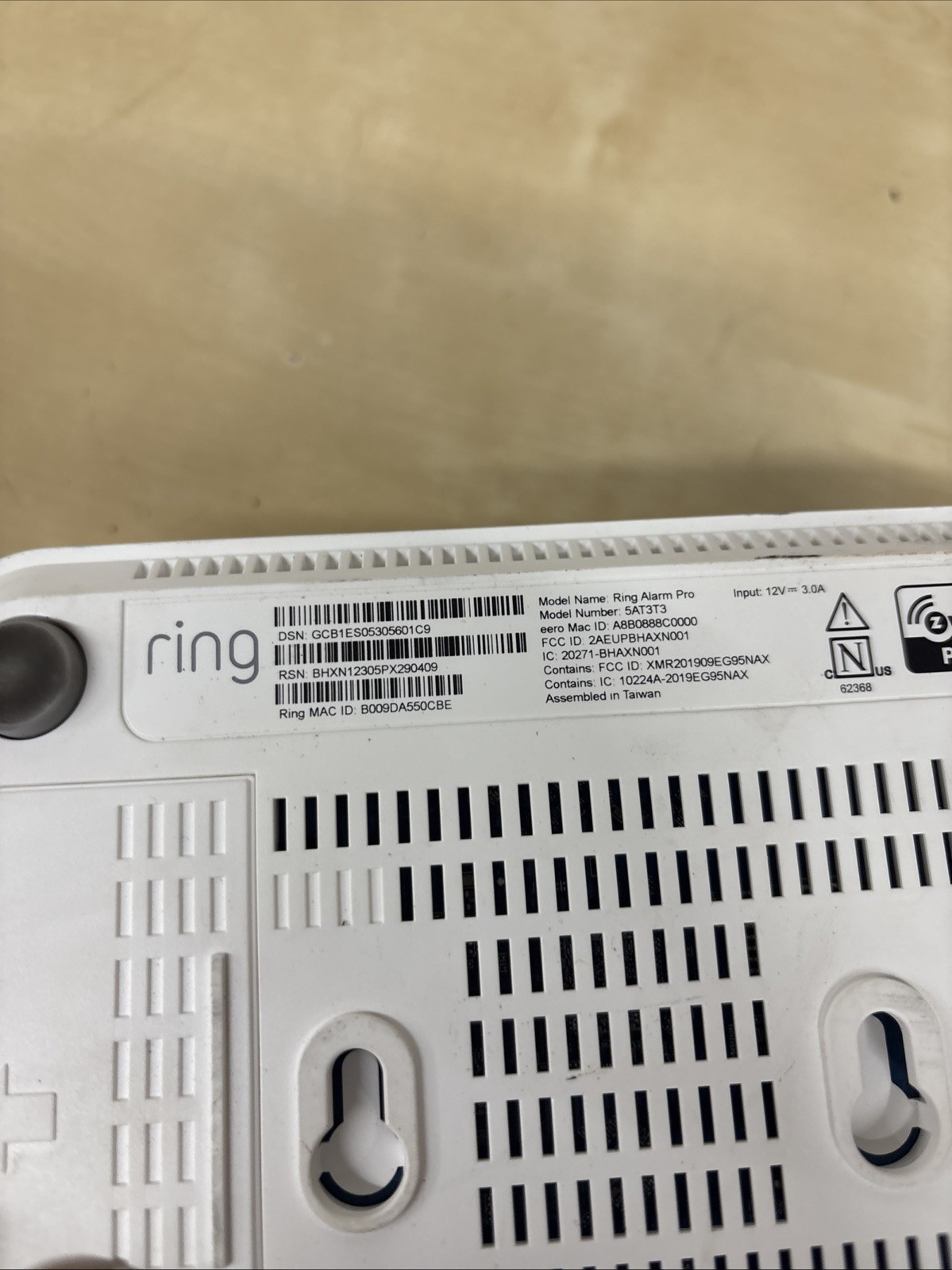 Ring Alarm Pro Base Station (Model 5AT3T3) 24/7 Backup Internet Battery Backup