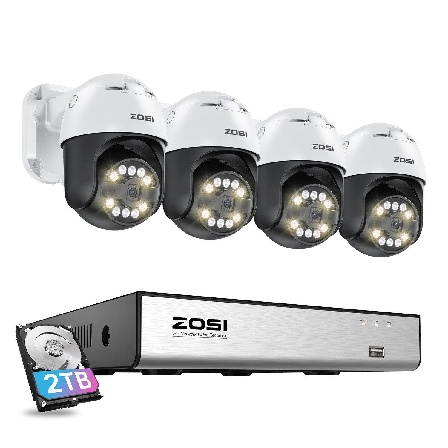ZOSI 8MP 8CH NVR 5MP POE Security Camera System PT AI Track AI Face/Car Detect