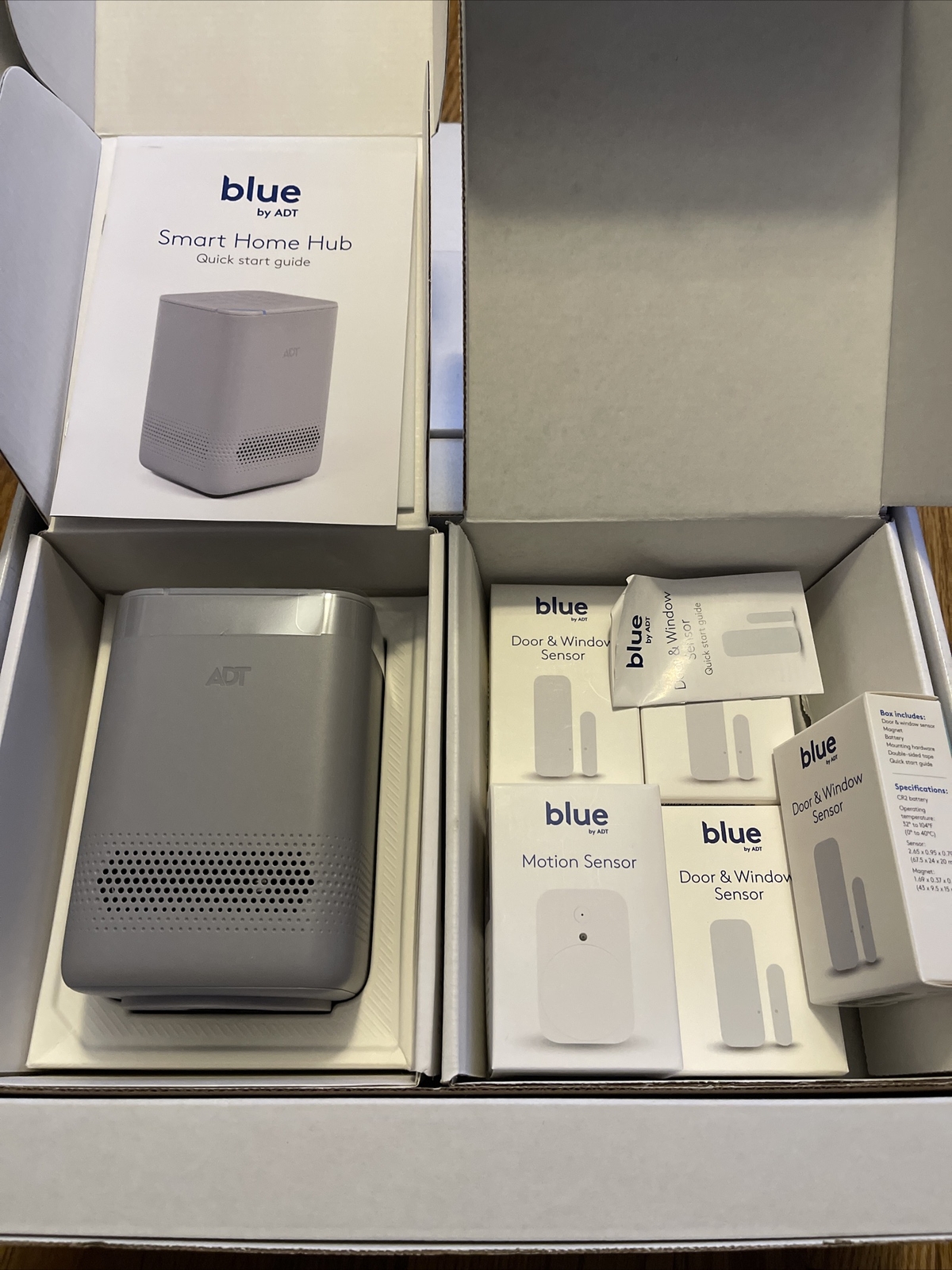 Blue by ADT Home Security System Set. Smart Hub, 4 Door/Window Sensors, 1 Motion