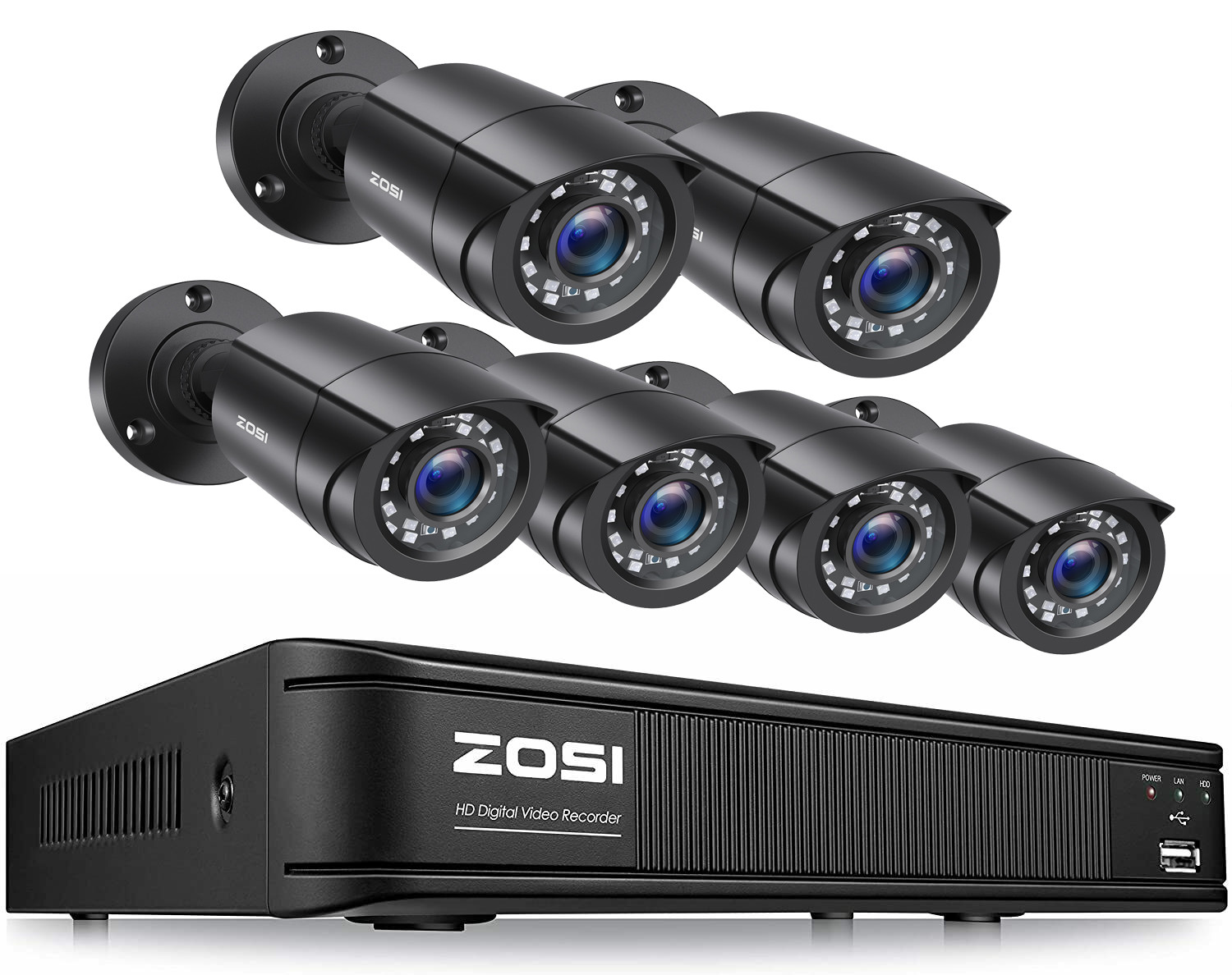 ZOSI H.265+ 8CH 5MP Lite HDMI DVR Home Security System 1080P CCTV Camera Outdoor