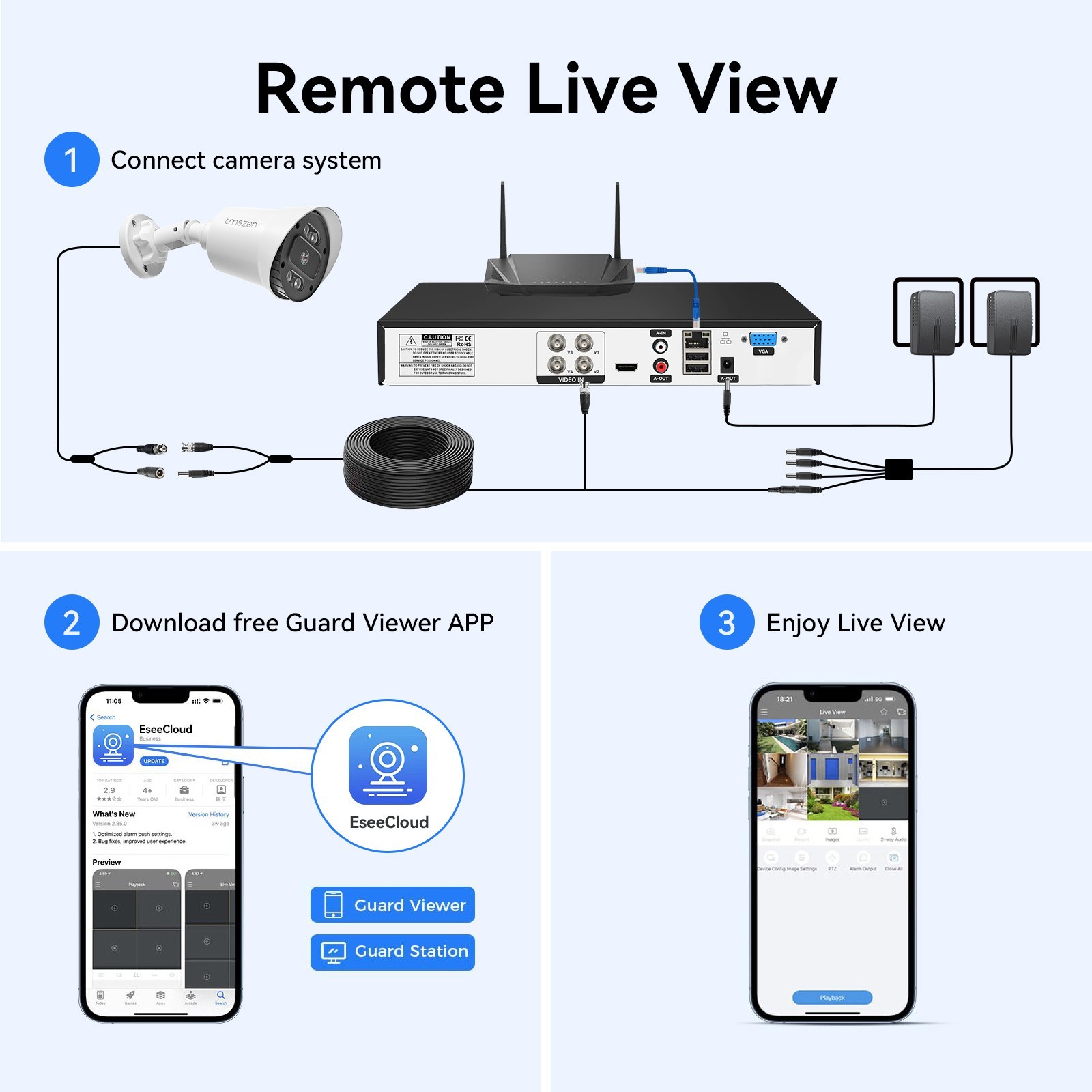 5MP Security Camera System Lite CCTV 8CH DVR HD Outdoor Waterproof Home Security