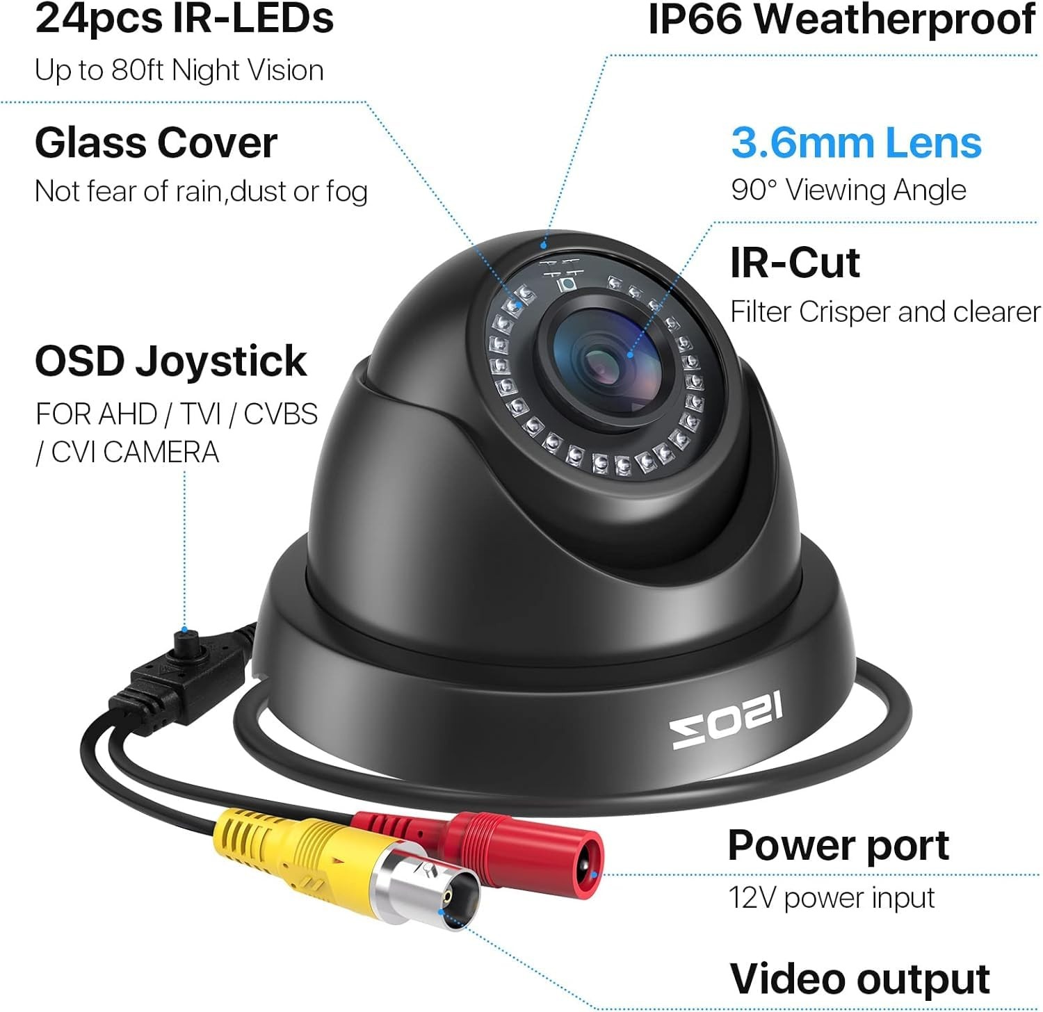 1080P HD Security Camera Indoor Outdoor,1920TVL 2.0MP 4-in-1 HD TVI/CVI/AHD/C…