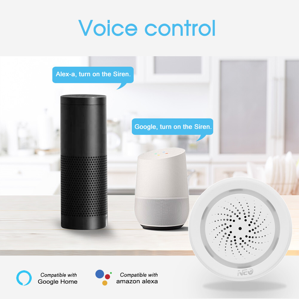 NEO Smart Wifi Siren Alarm Sensor Security System Tuya Voice Control D6P9