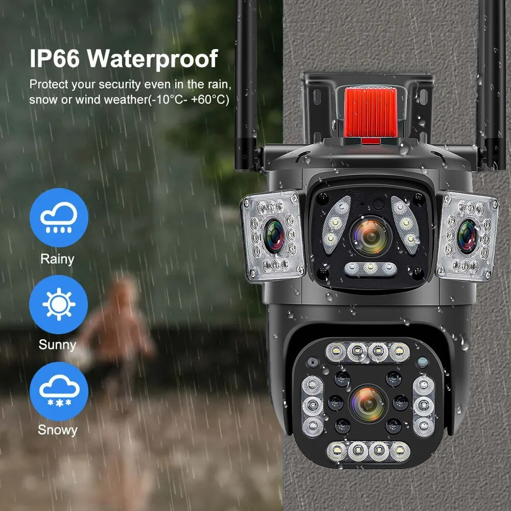 9MP 3 Lens 10X HD WiFi IP Camera Wireless Outdoor CCTV PTZ Home Security IR Cam