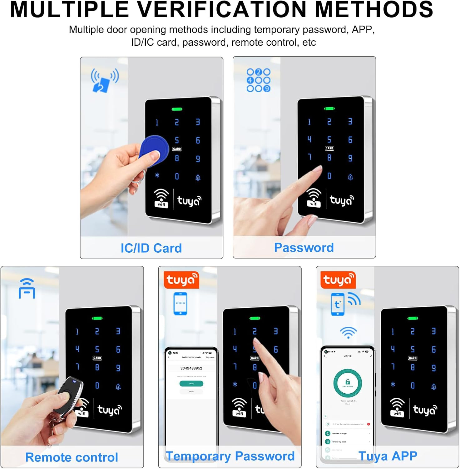 Wifi TUYA Security Access Control System Kit with Waterproof RFID Keypad Door Lo
