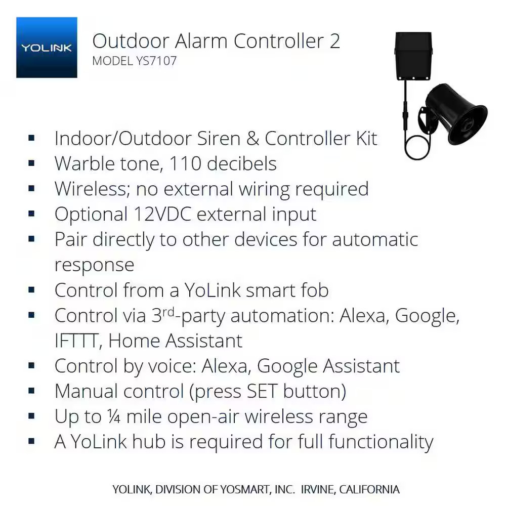 Smart Home Outdoor Alarm Controller and Siren