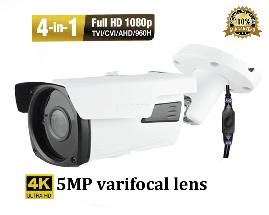 5M with 4K 4-in-1 AHD CVI HDTVI Analog OSD Outdoor Security Camera 2.8-12mm Lens