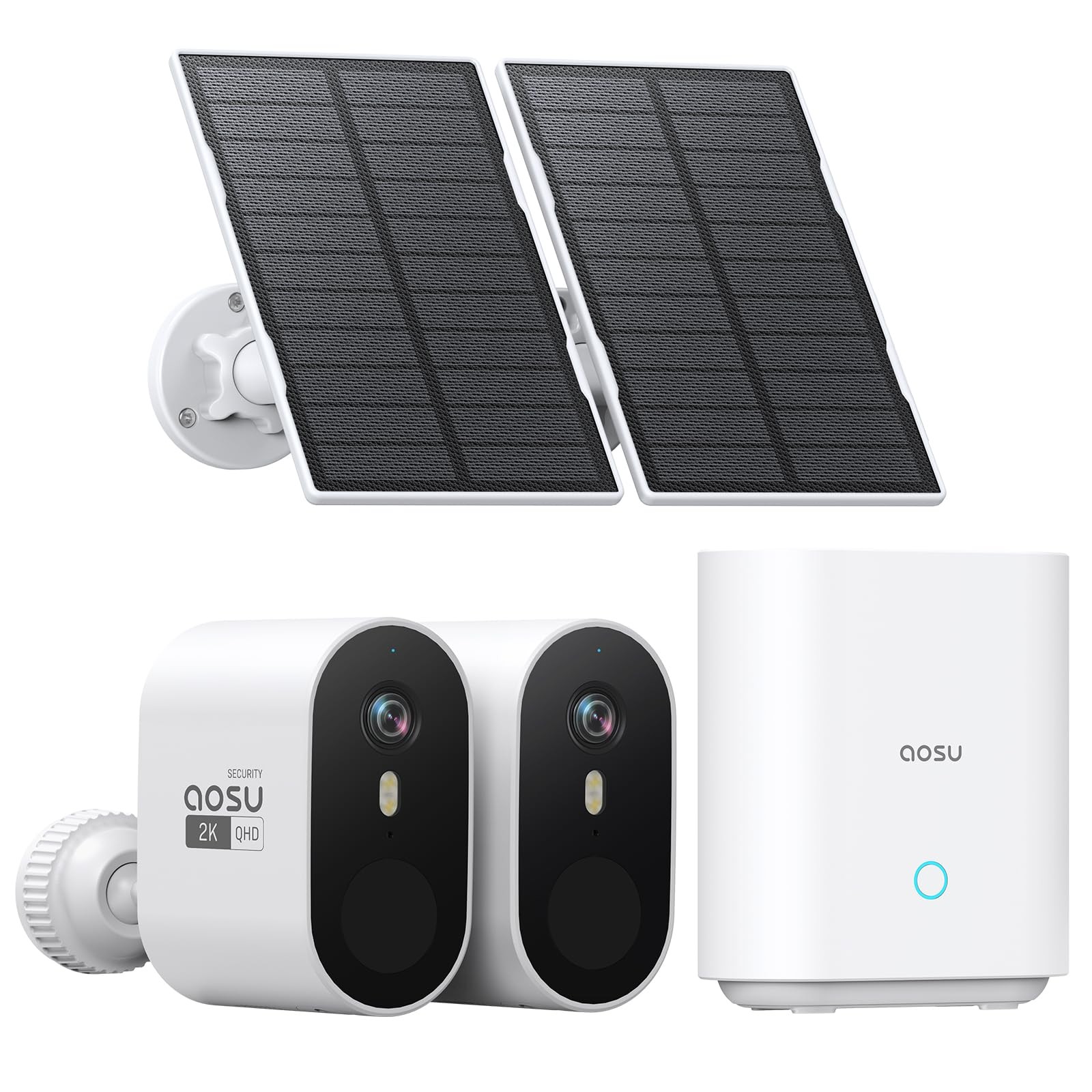 2K QHD Solar Security Cameras Wireless Outdoor System, 2-Cam-Kit
