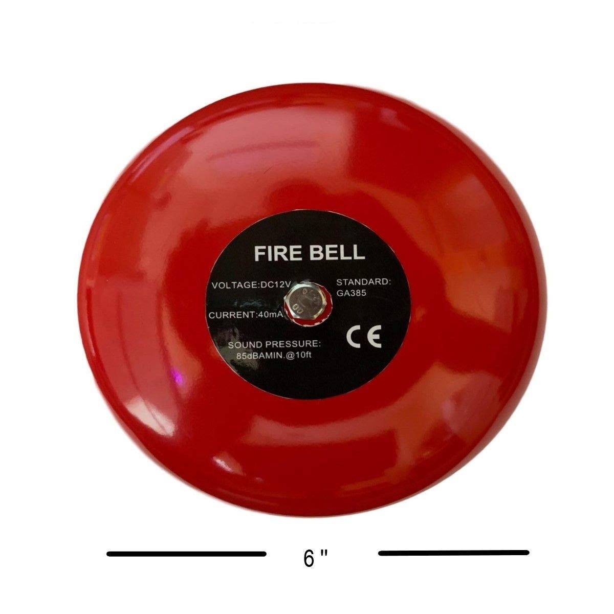 Safeguard Supply 6 Inch 12V DC Loud Fire Alarm Bell – Extra 6″, Red