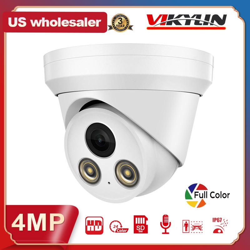 Vikylin 16CH CCTV System Full Color 4MP IP Camera Audio Outdoor 4k 16POE NVR Lot
