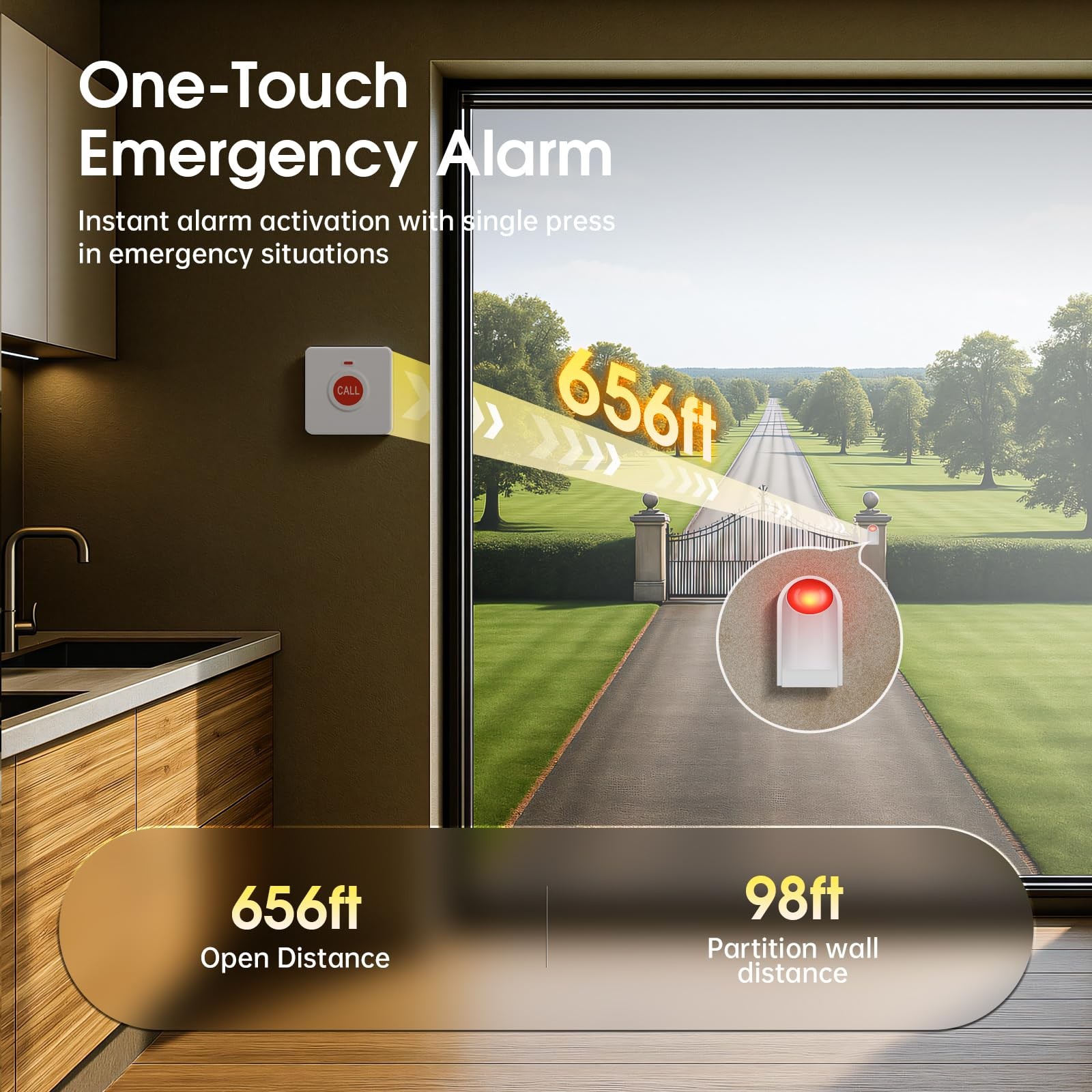 Panic Button Alarm – Wireless System for Elderly & Disabled, Battery Powered,…