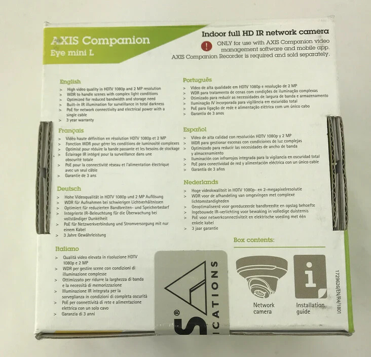 Lot 10 pcs of Axis 01064-001 Companion Eye Mini L IR Network Camera 2MP NEW