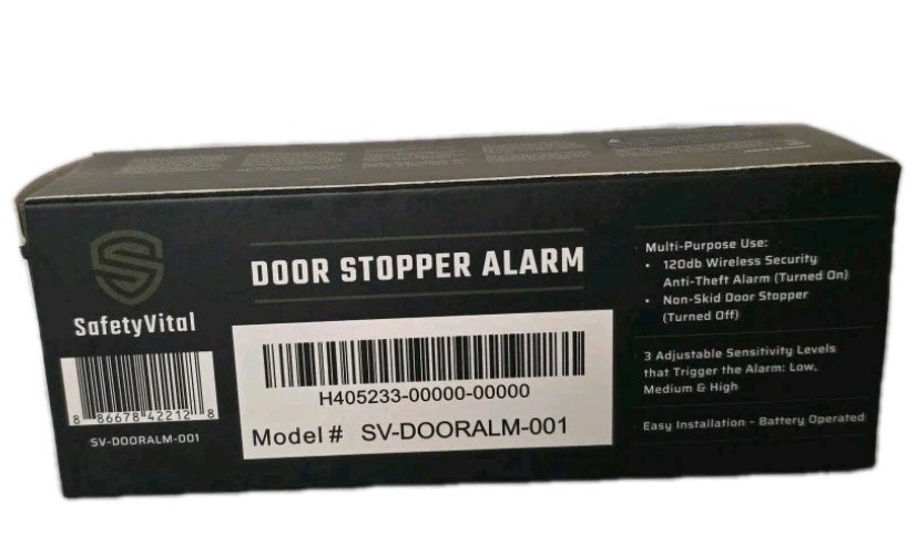 NEW SafetyVital Portable Wireless Security Door Stopper w/ Alarm