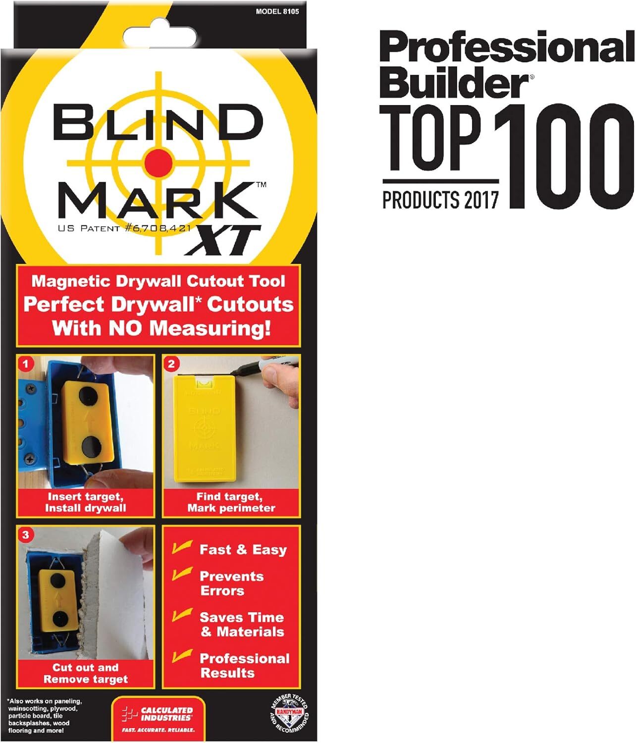 Calculated Industries 8105 Blind Mark Drywall Electrical Box 3 Targets + Case