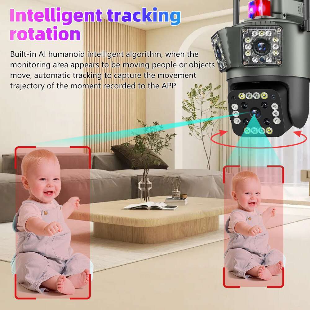 Dual Lens Security Camera Wireless 4K HD WiFi IP PTZ Home Outdoor CCTV IR Cam US