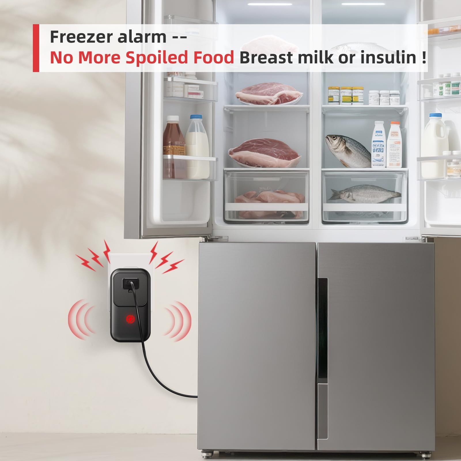 1 PCS Power Outage Freezer Failure Alarm 110dB Alert Detector Refrigerator