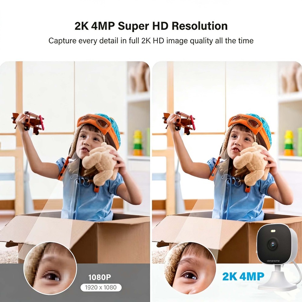 4Pcs 2K WiFi Surveillance Cameras Real-time monitoring, night vision, for kids